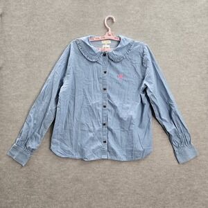 Teddy Fresh Women Button Up Shirt XL Light Blue Embroidered TF With